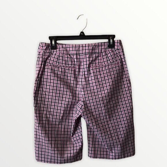 NWOT - Jones New York Sport Stretch Pink Plaid Check Bermuda Shorts - Picture 2 of 14
